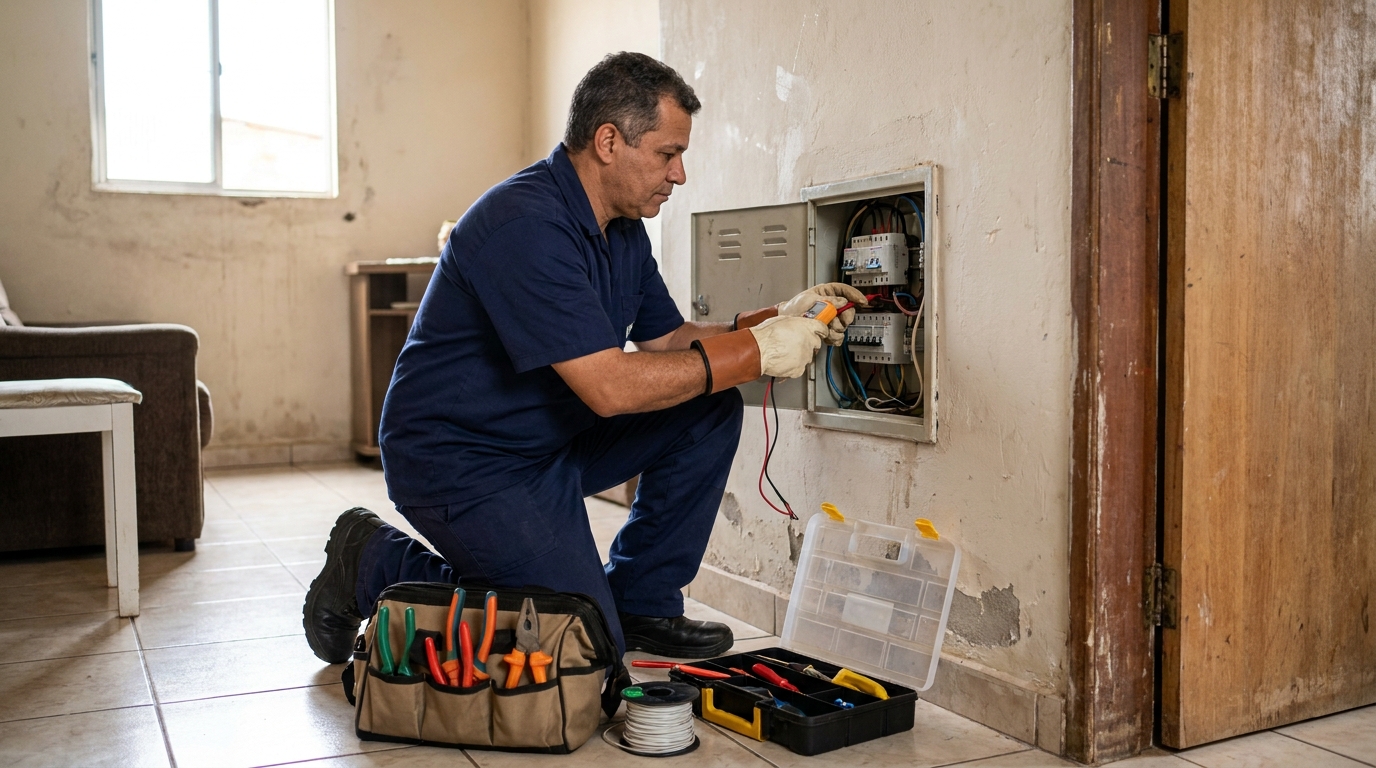 Eletricista com ferramentas em Taubaté‑SP