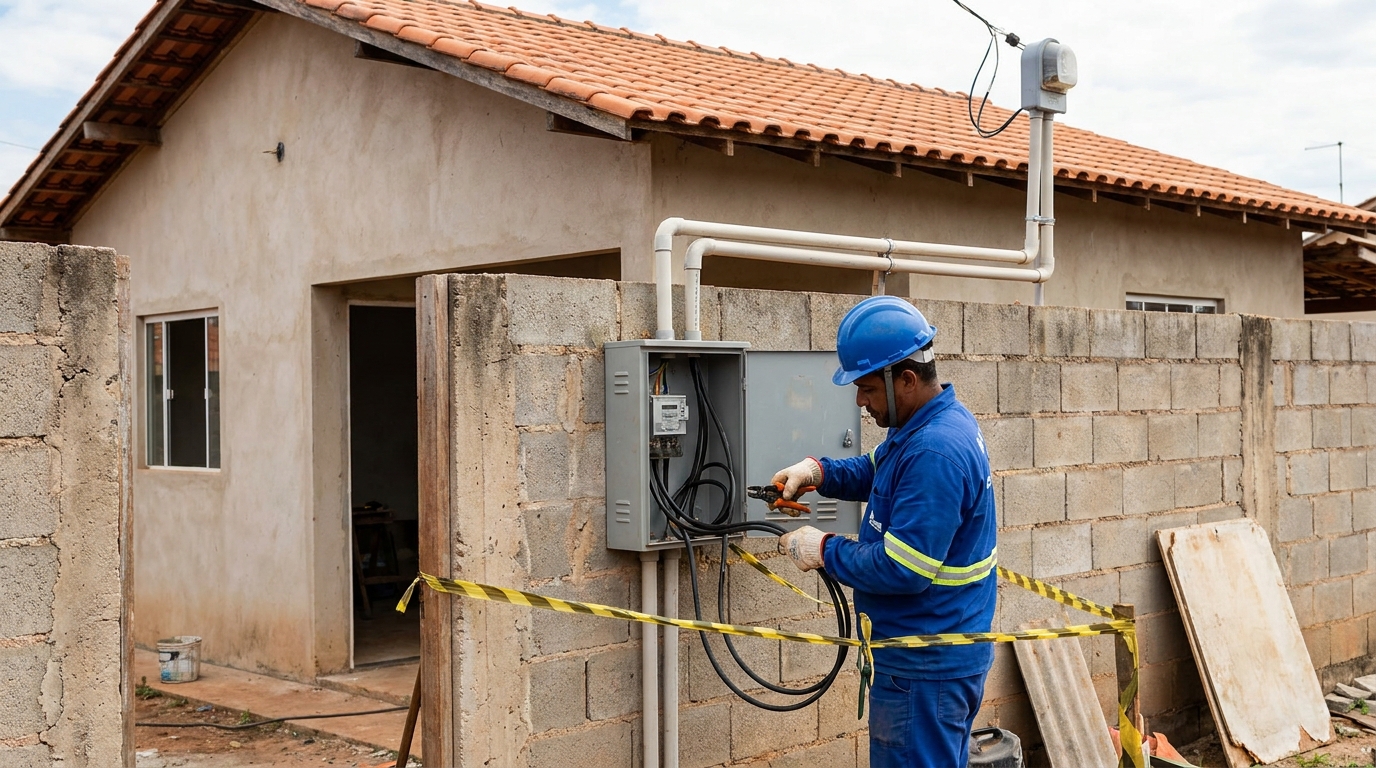 Eletricista instalando padrao de energia em Taubaté‑SP