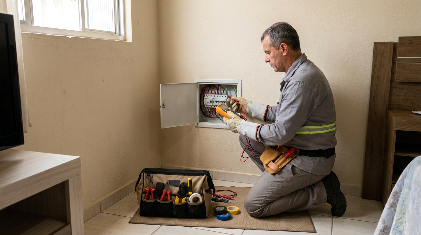 Eletricista trabalhando em Taubaté‑SP