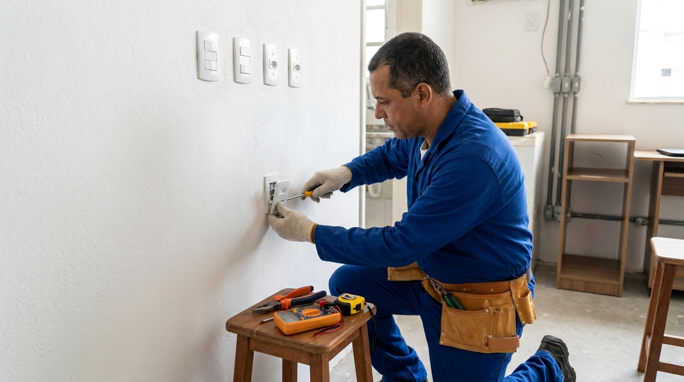 Instalacao de tomada e interruptor profissional em Taubaté‑SP