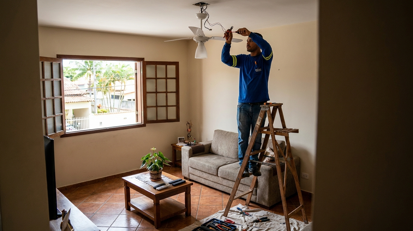 Instalacao de ventilador de teto profissional em Taubaté‑SP